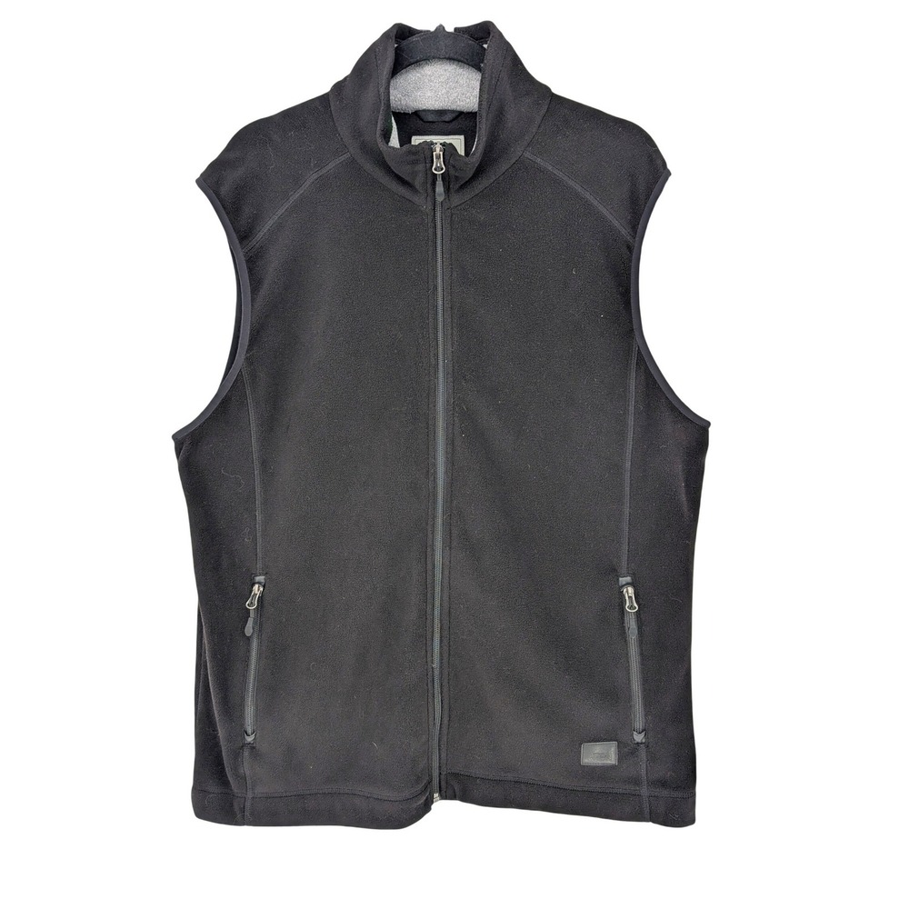 Roots Fleece Vest Mens Large Black Full Zip Mock Neck Outdoor Layering Utility